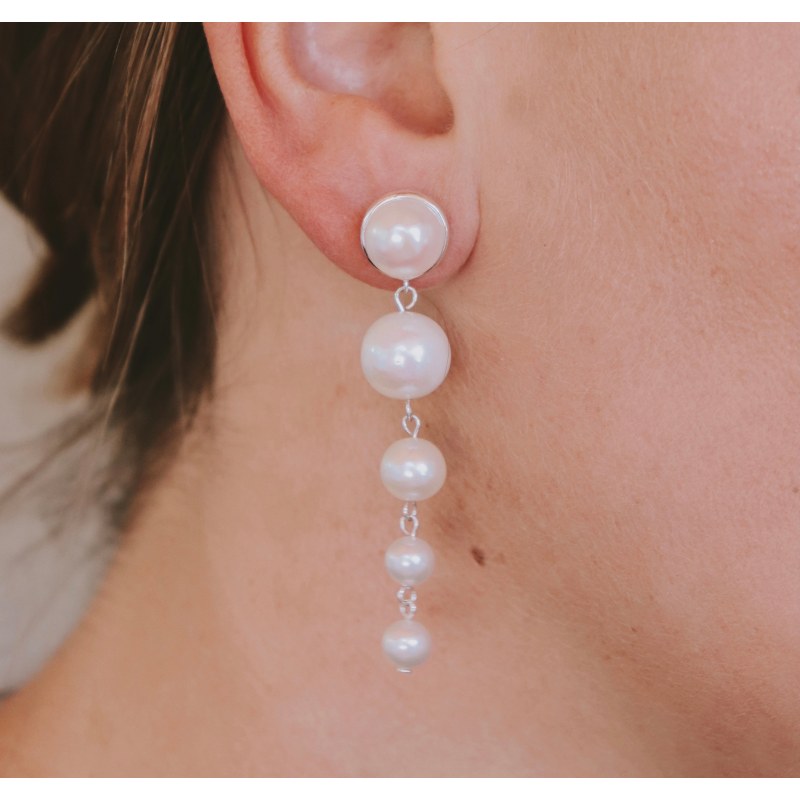 Thumbnail of Silver Perle 5 Drop Fresh Water Pearl & Silver Earrings image