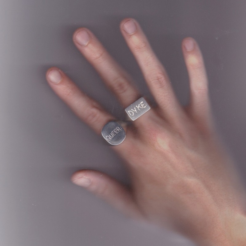 Thumbnail of Silver Chunky Queer Signet Ring image