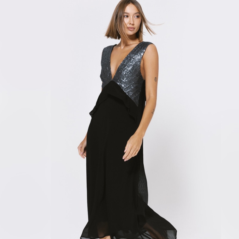 Black and silver midi dress clearance