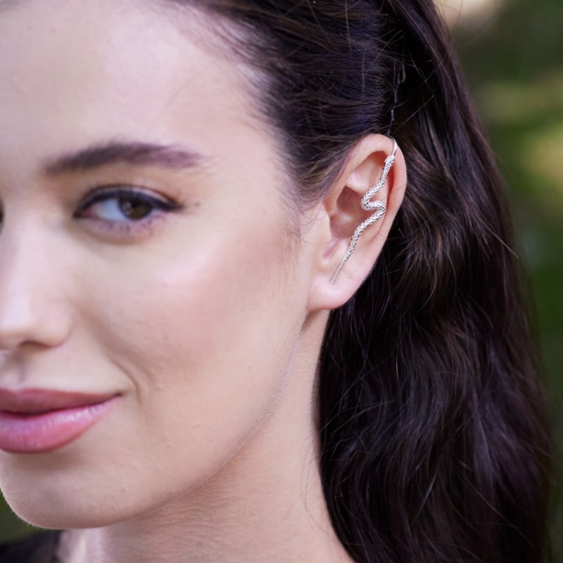 Silver Snake Ear Crawler by Scream Pretty
