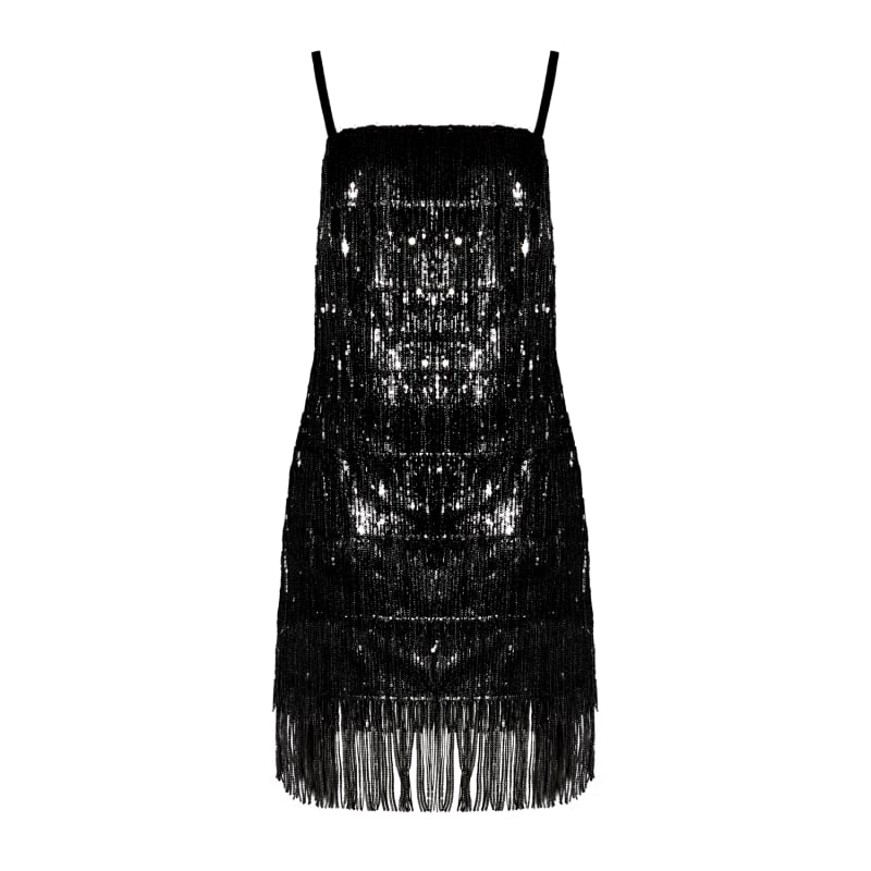 Thumbnail of Silvi Black Sequin Fringe Mini Dress image