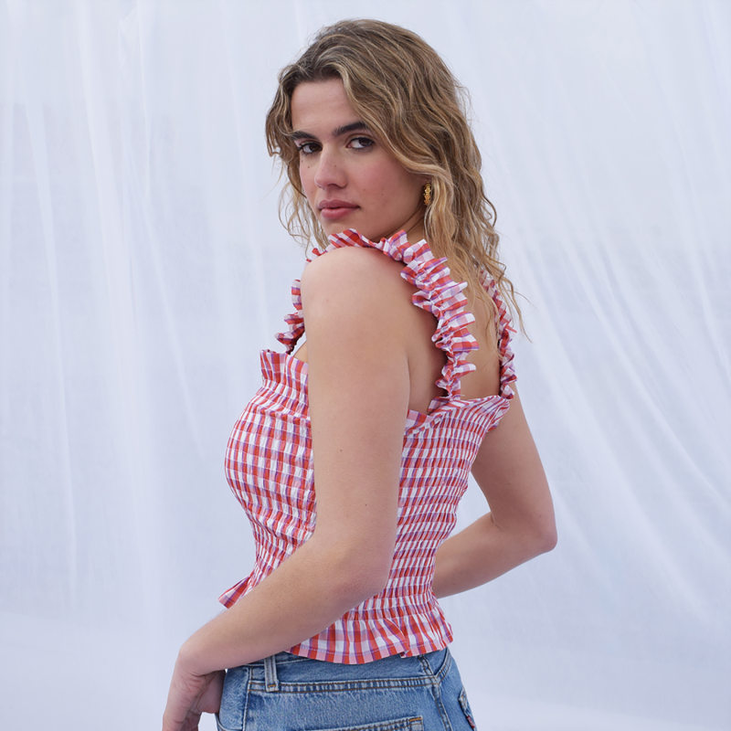 Thumbnail of Simone Ruffle Gingham Top - Picnic image