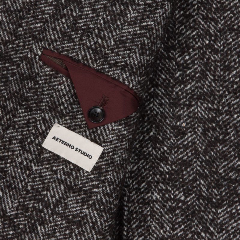 Thumbnail of Single Breasted Herringbone Coat - Brown image