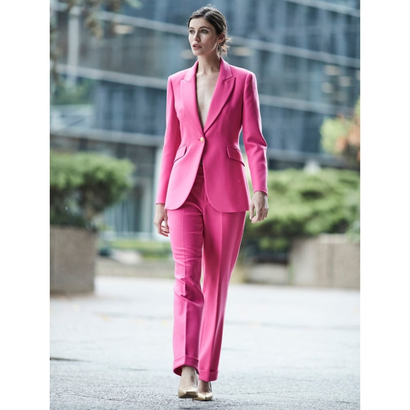 Single Breasted Premium Crepe Blazer Pink Paris by The Extreme Collection