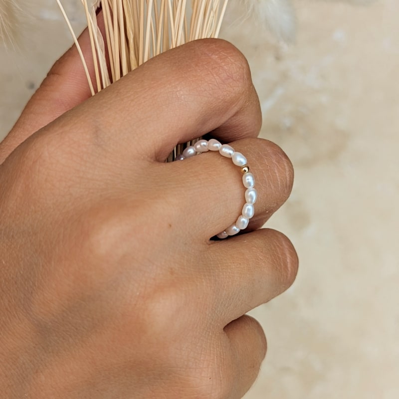 Single Gold Bead Pearl Ring Kiri Belle Wolf Badger