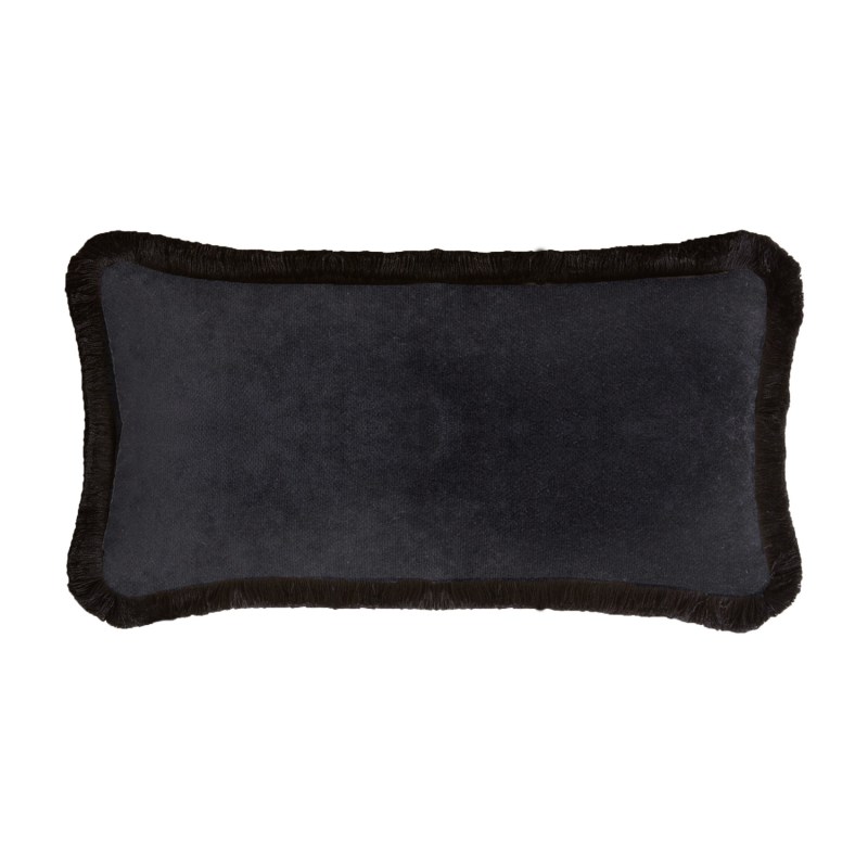 Thumbnail of Single Velvet Bed Cushion With Fringes Black image