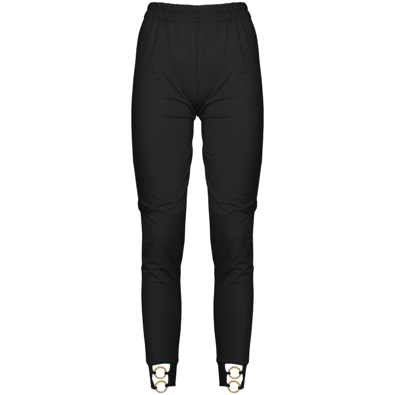 Thumbnail of Sistine Elegant Pants With Golden Ring Details In Black image