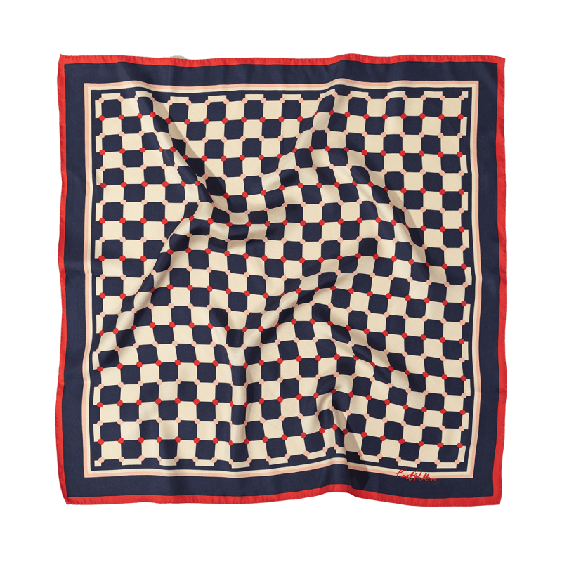 Thumbnail of "Checkerboard" Silk  Bandana - Red White & Blue image