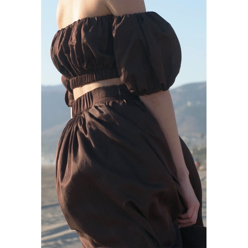 Thumbnail of Isabelle Cotton And Silk-Blend Gathered Skirt- Brown image