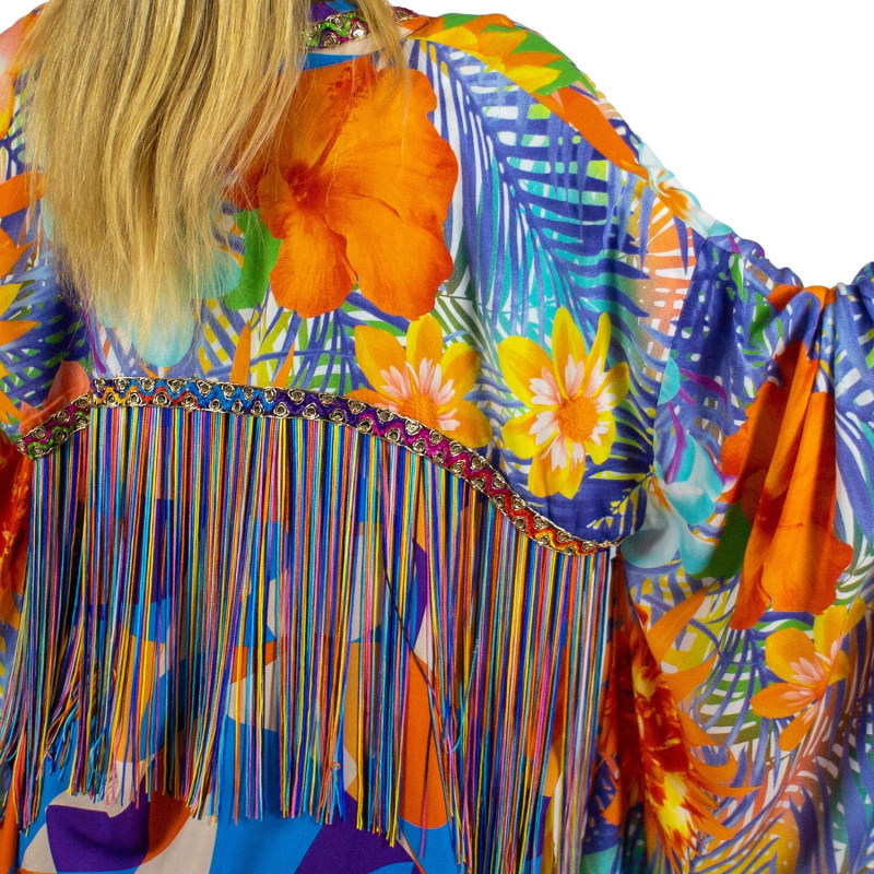 Thumbnail of Viscose Kimono With Embroidery & Fringe Details image