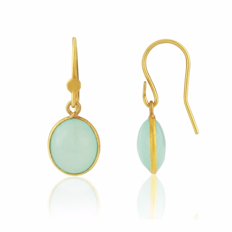 Thumbnail of Pollara Gold Vermeil & Aqua Chalcedony Drop Earrings image