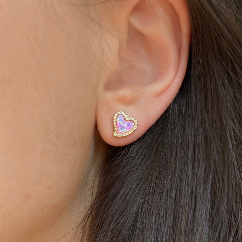 Thumbnail of Amore Heart Stud Earrings - Pink & Purple image