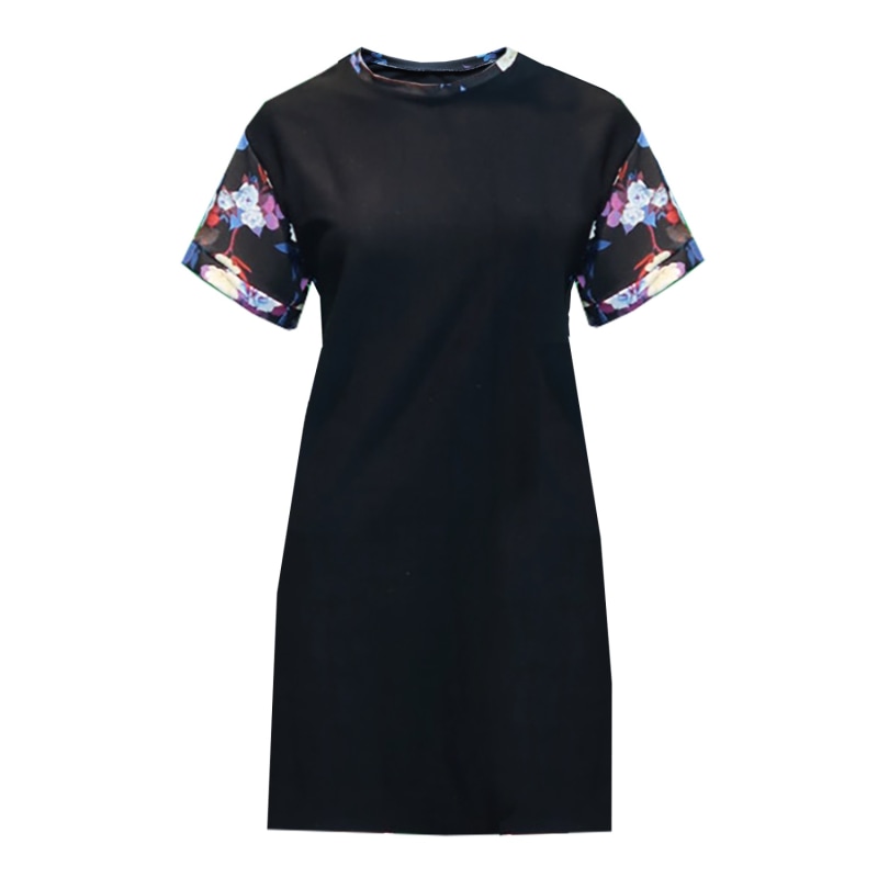 Thumbnail of Black Floral T-Shirt Cotton Dress image