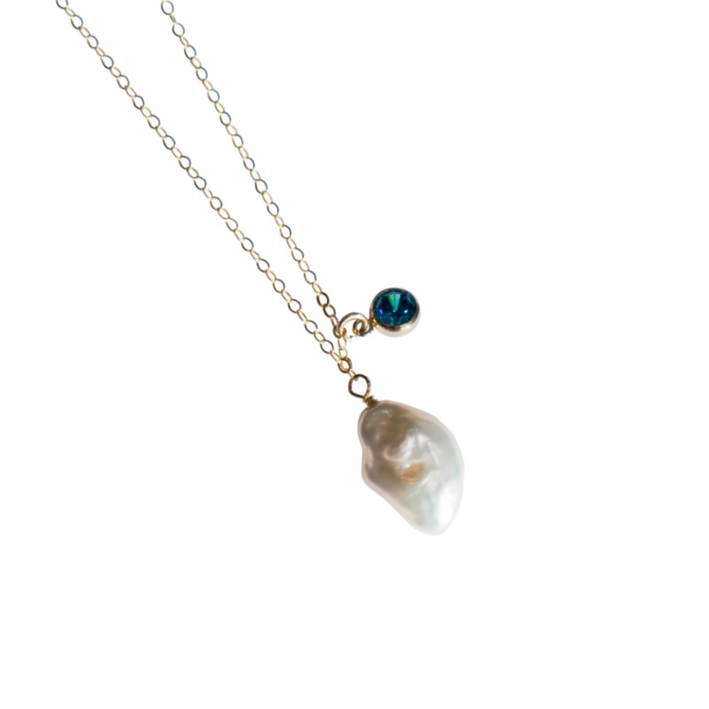 Thumbnail of Skylar Baroque Pearl & Blue Zircon Necklace image