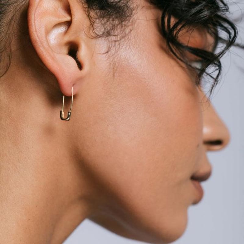 Safety pin hoop earrings discount