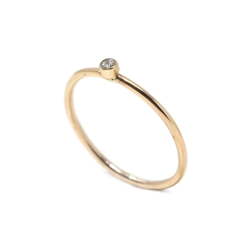 Slim Gold Single Stone Ring Diamond NASI SILVER Wolf Badger