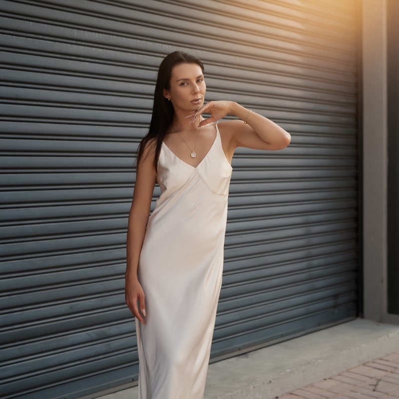 Slip Dress In Ivory, MYKAFTAN