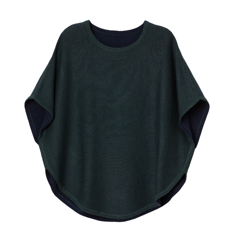 Flora Cotton Cashmere Reversible Poncho Dark Teal & Navy | Cove | Wolf ...
