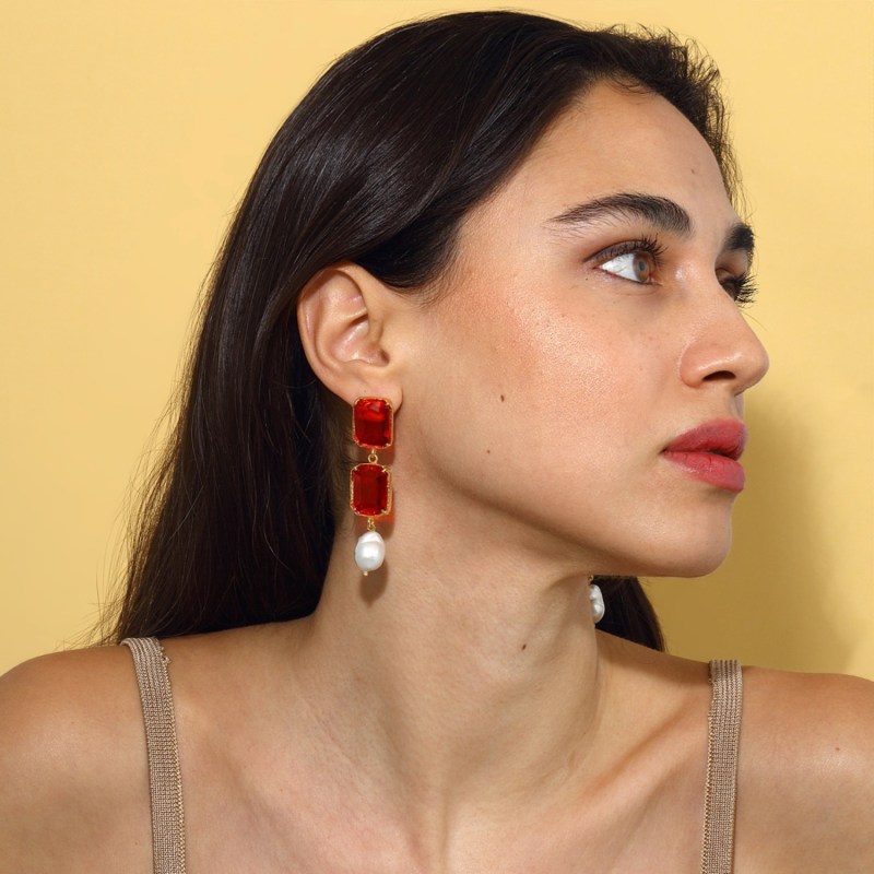 Thumbnail of Sloane Earrings - Emerald Red image