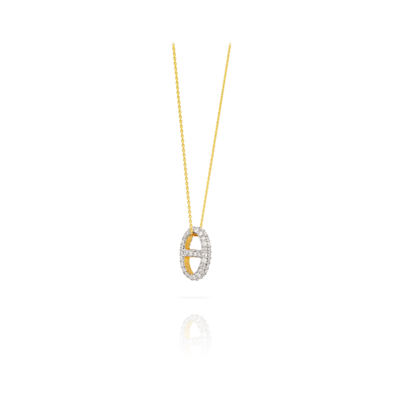 Thumbnail of Small Anchor Charm Necklace In Solid Gold Diamond By Vincent Peach image