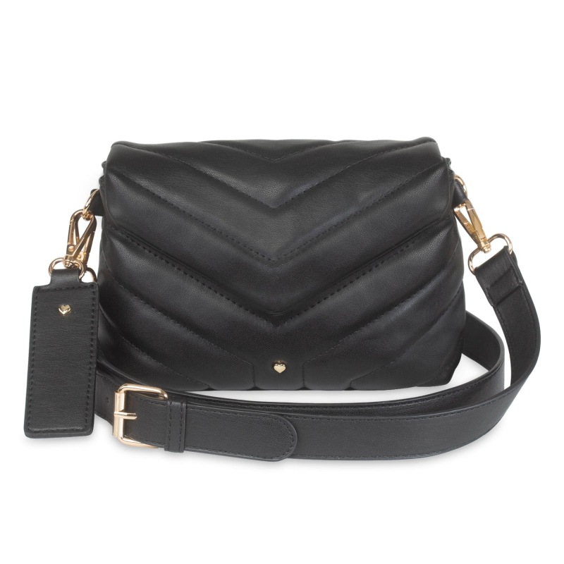 Leather Crossbody Bag for Women Quilted Purses Small Black