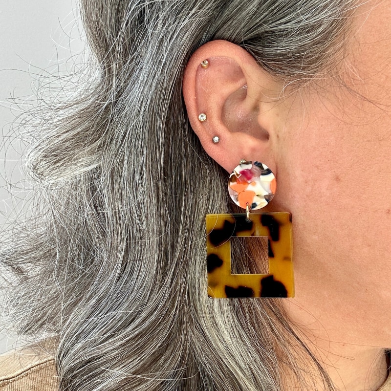 Square on sale drop earrings
