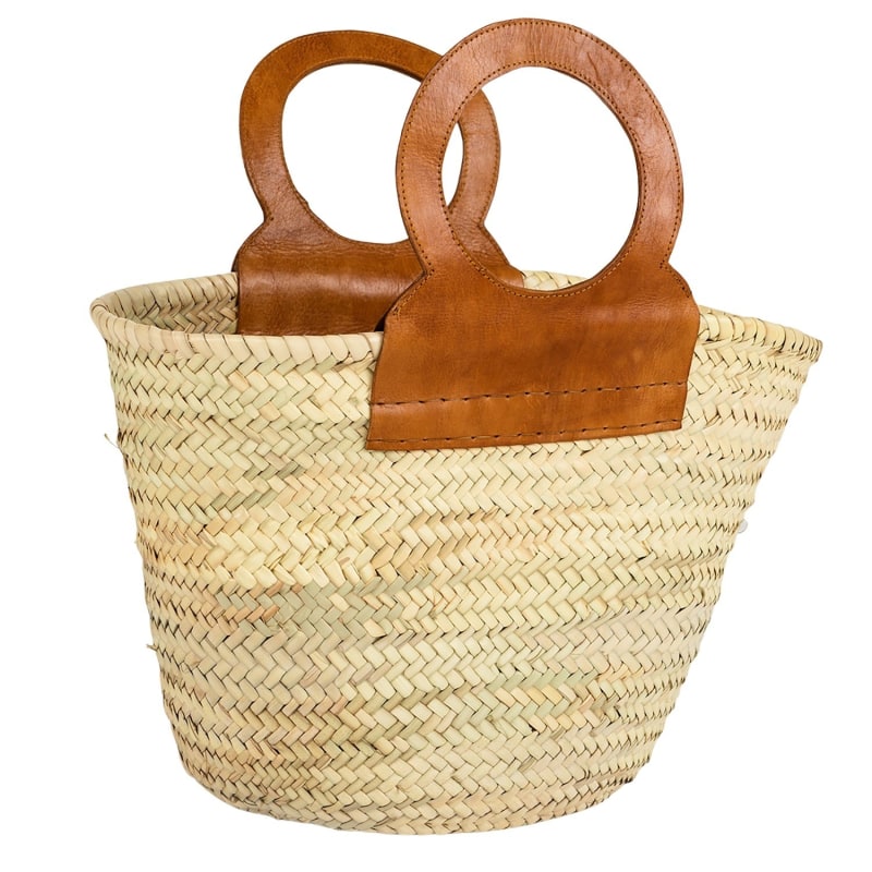 Raffia French Shopper Round Handles Tan, Bohosahara