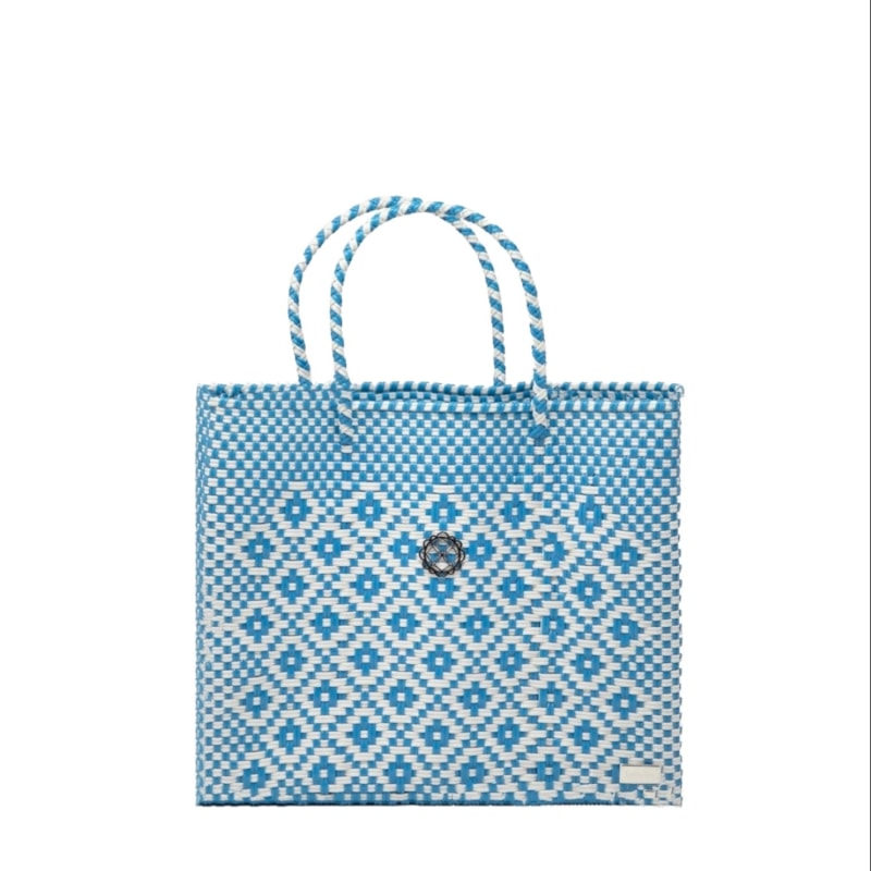 Thumbnail of Small Sea Blue Aztec Tote Bag image