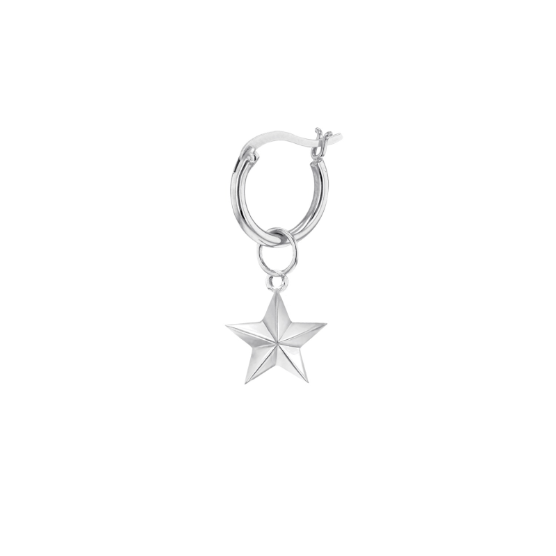 Thumbnail of Sterling Silver Star Charm On A Silver Hoop Earring image