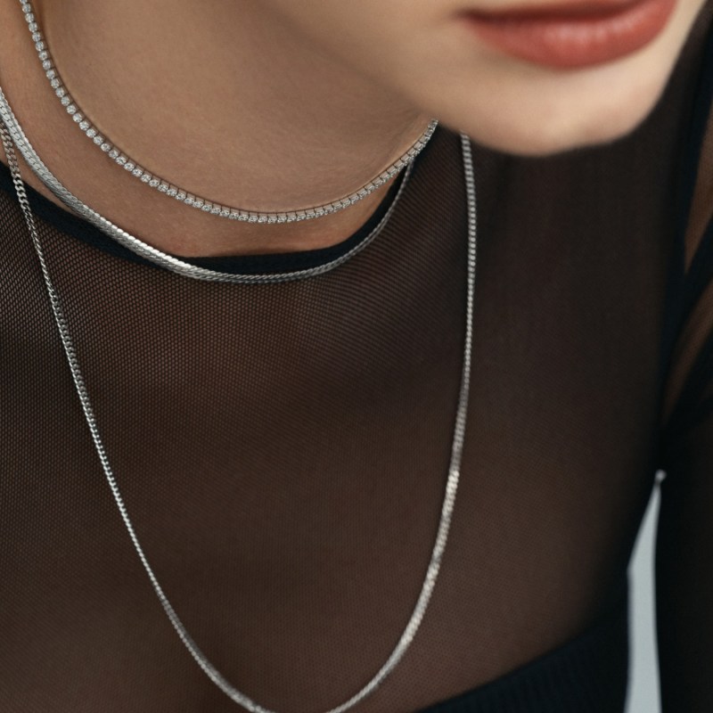 Thumbnail of Snake Chain Silver Choker Necklace image