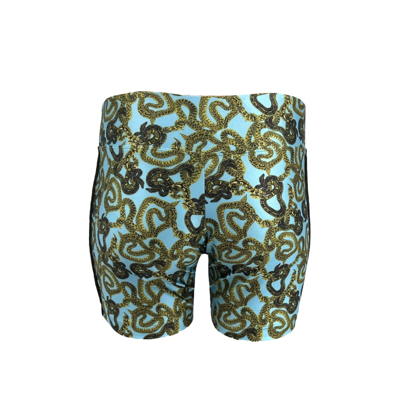 Snake Print Biker Short Turquoise Monzlapur New York Wolf