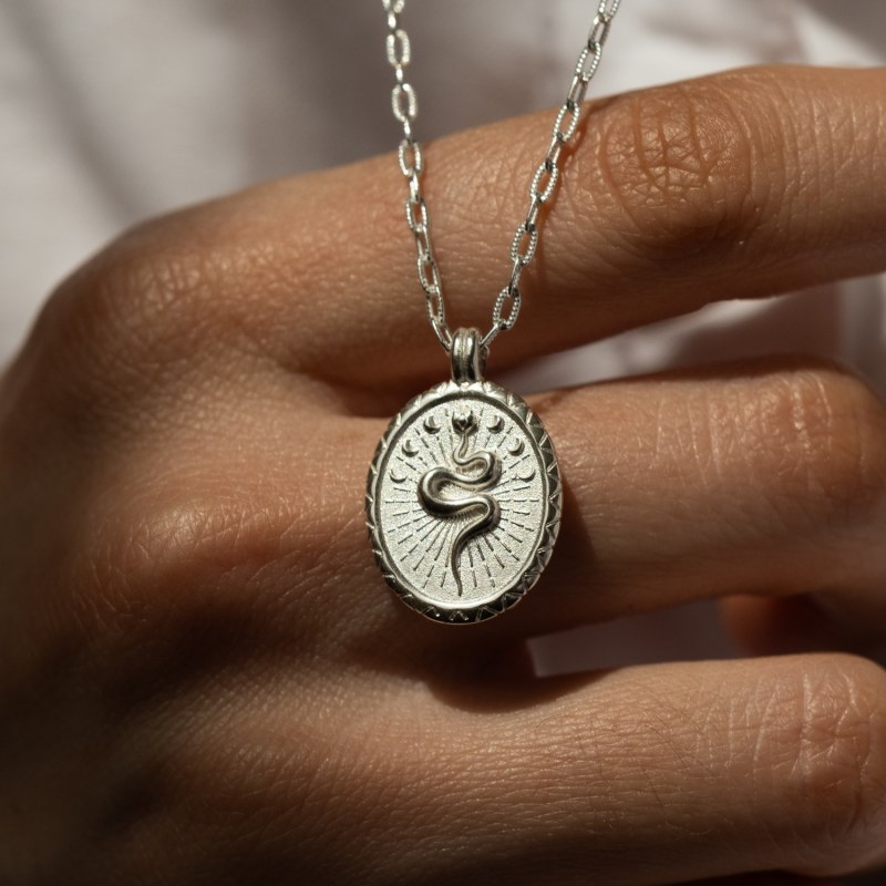 Thumbnail of Snake Talisman Necklace In Silver image