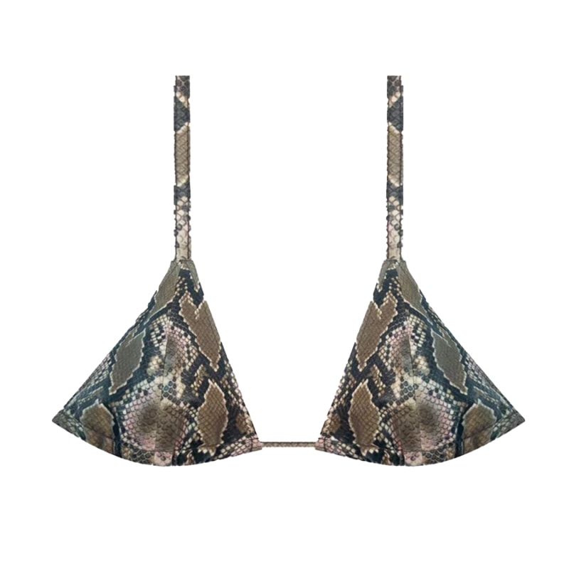 Thumbnail of Snakeskin Faux Leather Bra | Khaki image