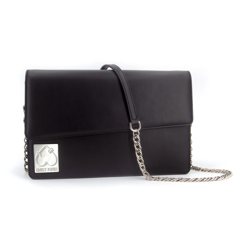 Thumbnail of Pearl Black Soft Double Flap Crossbody Bag/ Nickel Hardware image