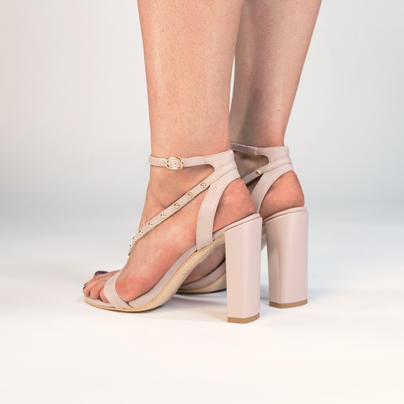 Thumbnail of Nude Leather Sandals With Rivets image