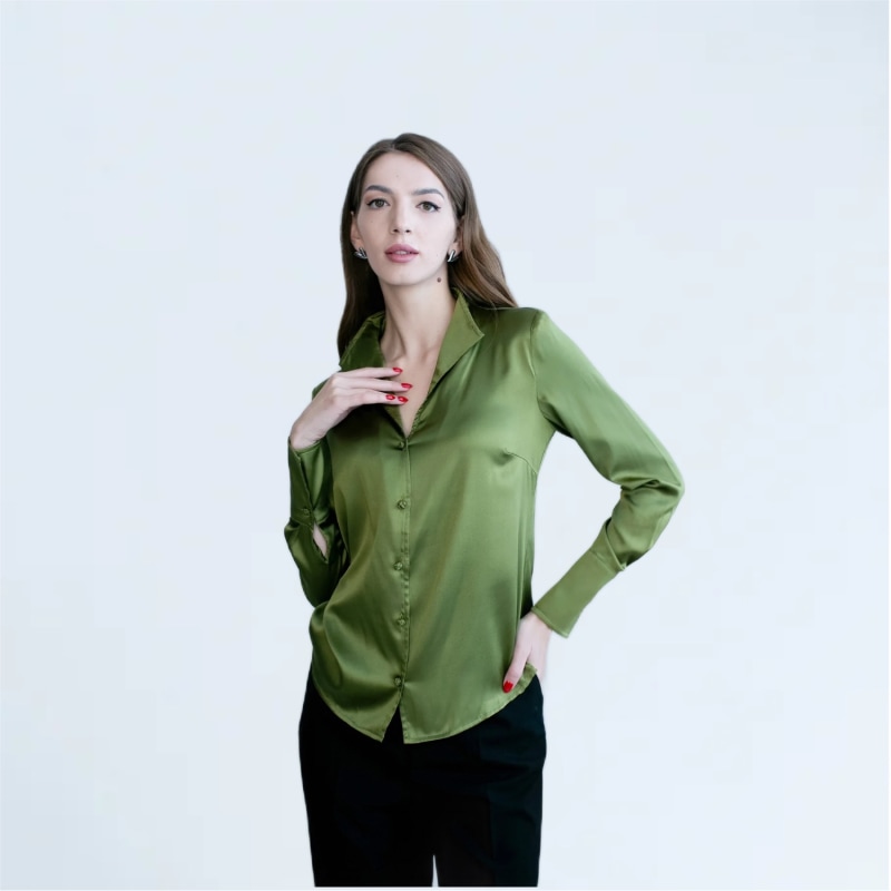 Thumbnail of Soft Collared Blouse - Deep Green image