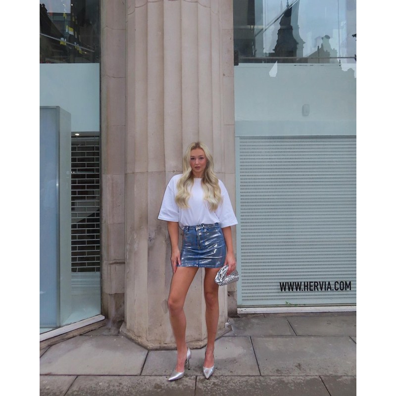 Soho Denim Metallic Mini Skirt | AMY LYNN | Wolf & Badger Soho Denim Metallic Mini Skirt | AMY LYNN | Wolf & Badger