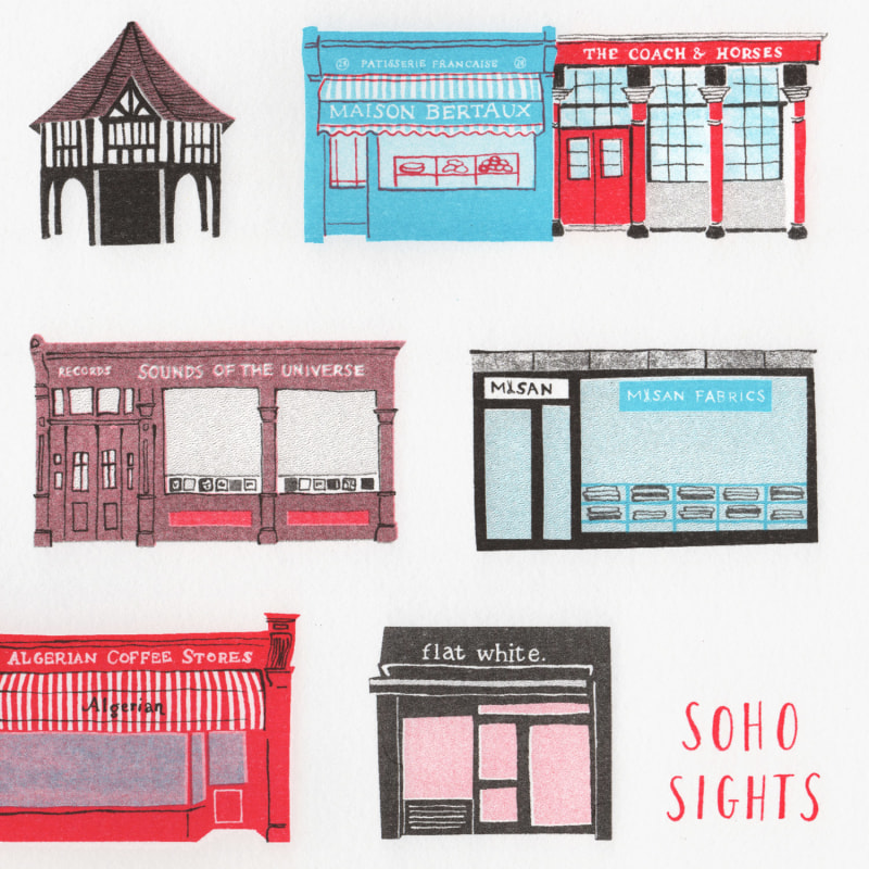 Thumbnail of Soho Sights Risograph Print image