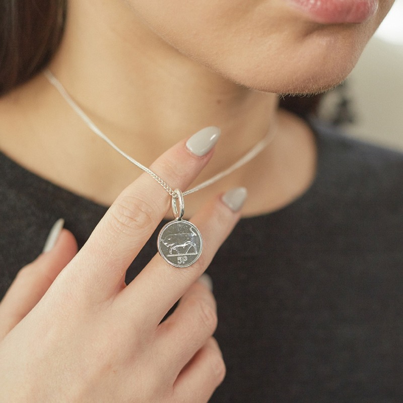 Thumbnail of Irish 5P Coin Necklace In Sterling Silver image