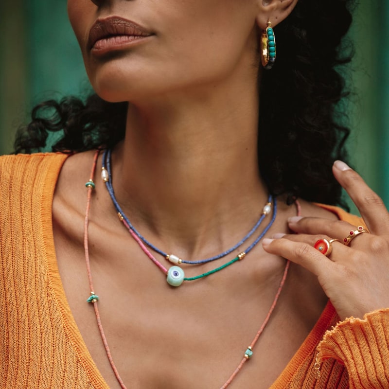 Evil eye beaded necklace top