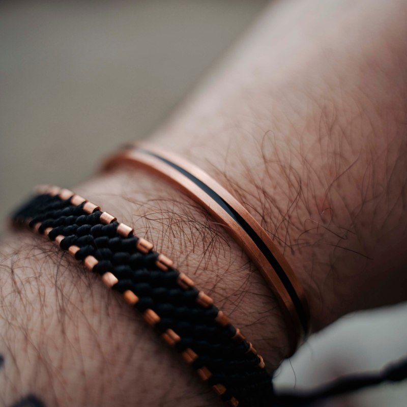Thumbnail of Solid Copper Bracelet For Mens All Black - Black image