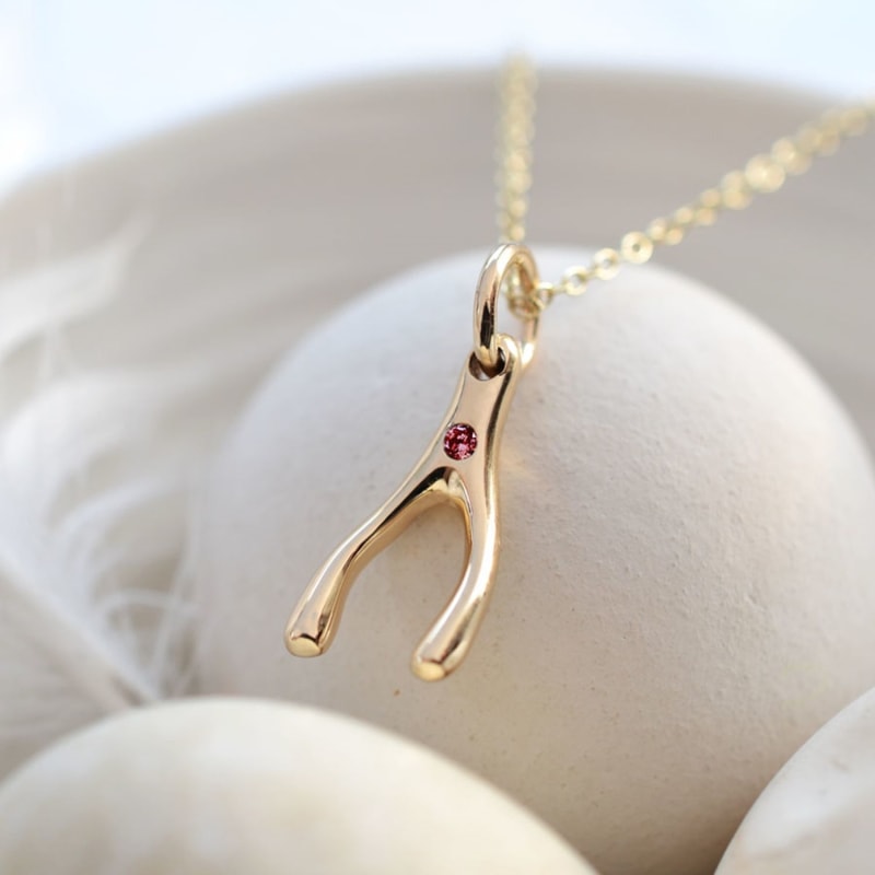 Gold wishbone necklace online