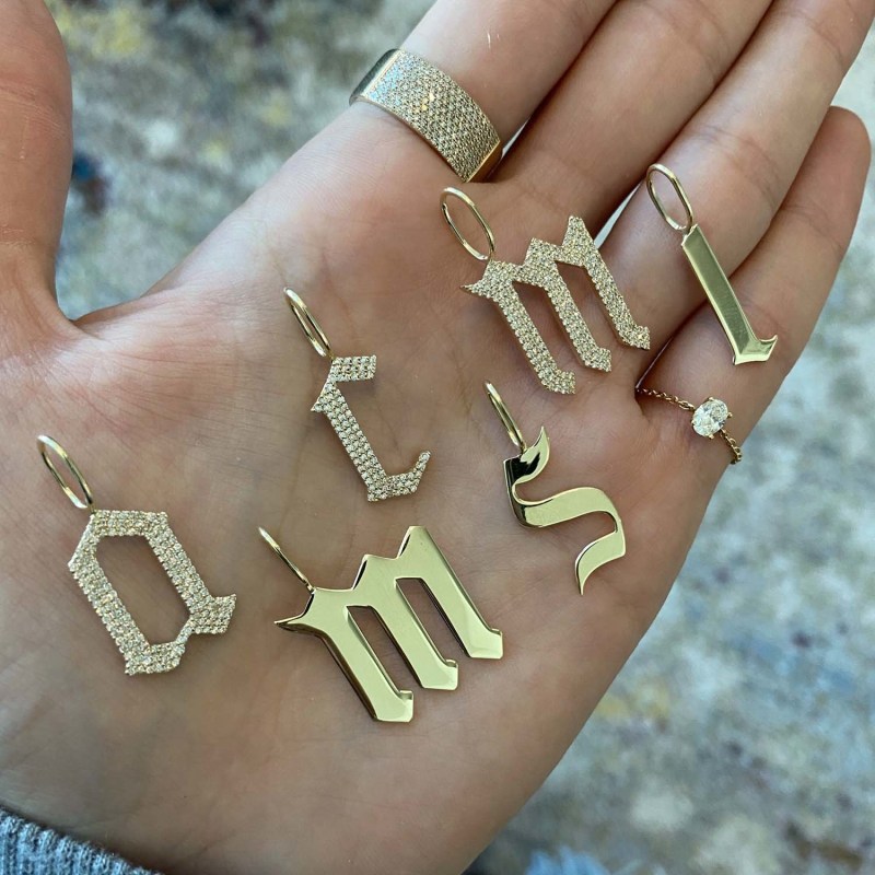Gothic initial charm shop