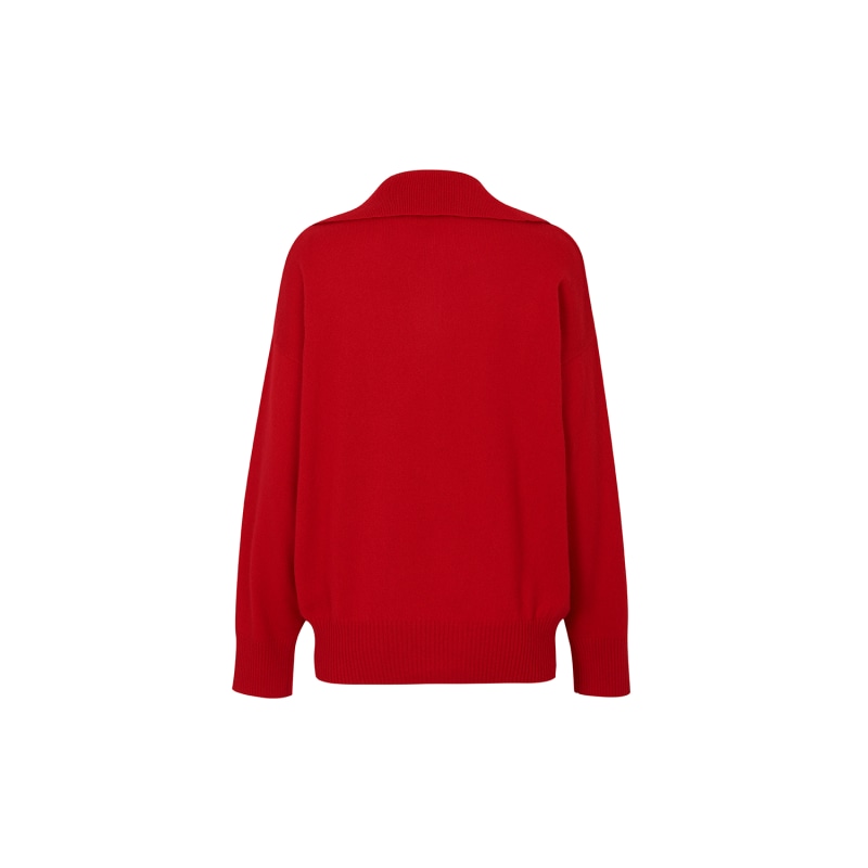Thumbnail of Solid Open Collar Cashmere Sweater - Red image