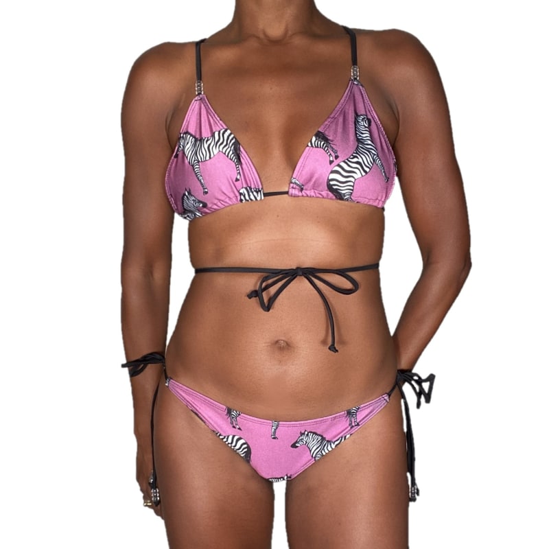 Thumbnail of Copa Thong Bikini Bottom - Purple Zebra image