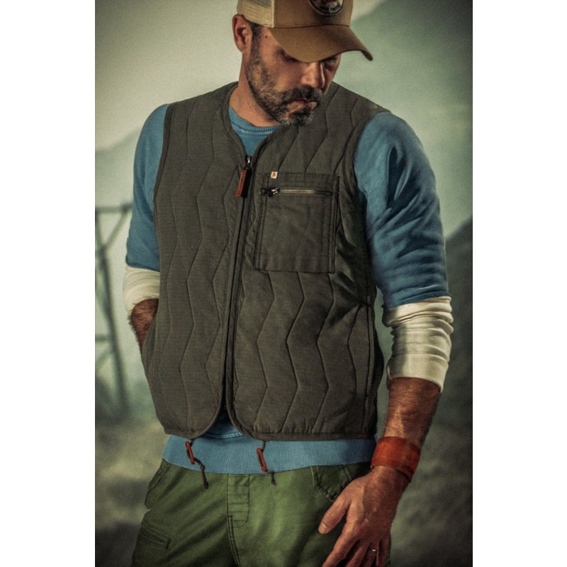 Thumbnail of &Sons Flak Quilted Gilet Green image