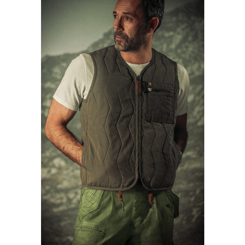 Thumbnail of &Sons Flak Quilted Gilet Green image