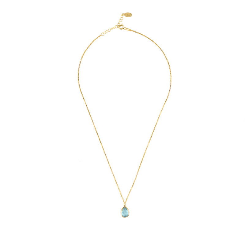 Thumbnail of Pisa Mini Teardrop Necklace Gold Blue Topaz image