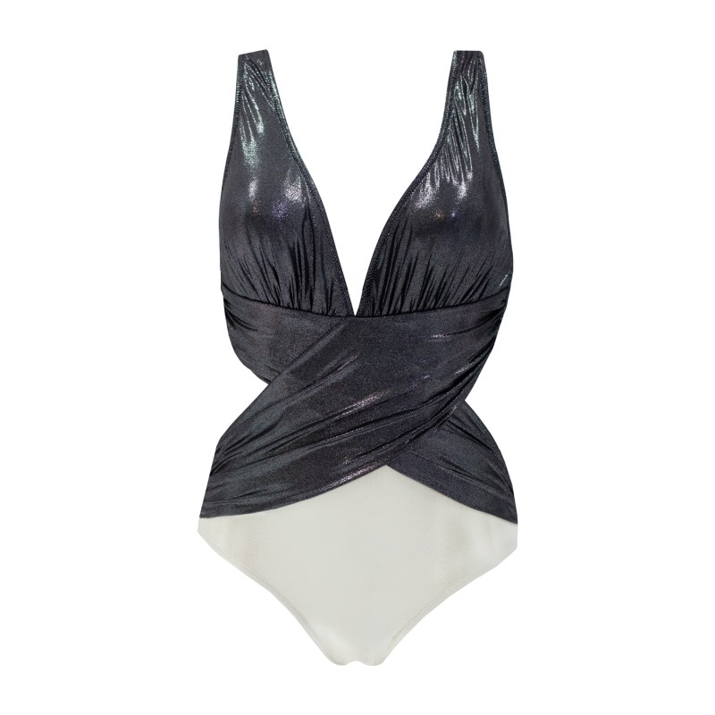 Thumbnail of Sparkle Soiree Draped One-Piece Swimsuit - Black image