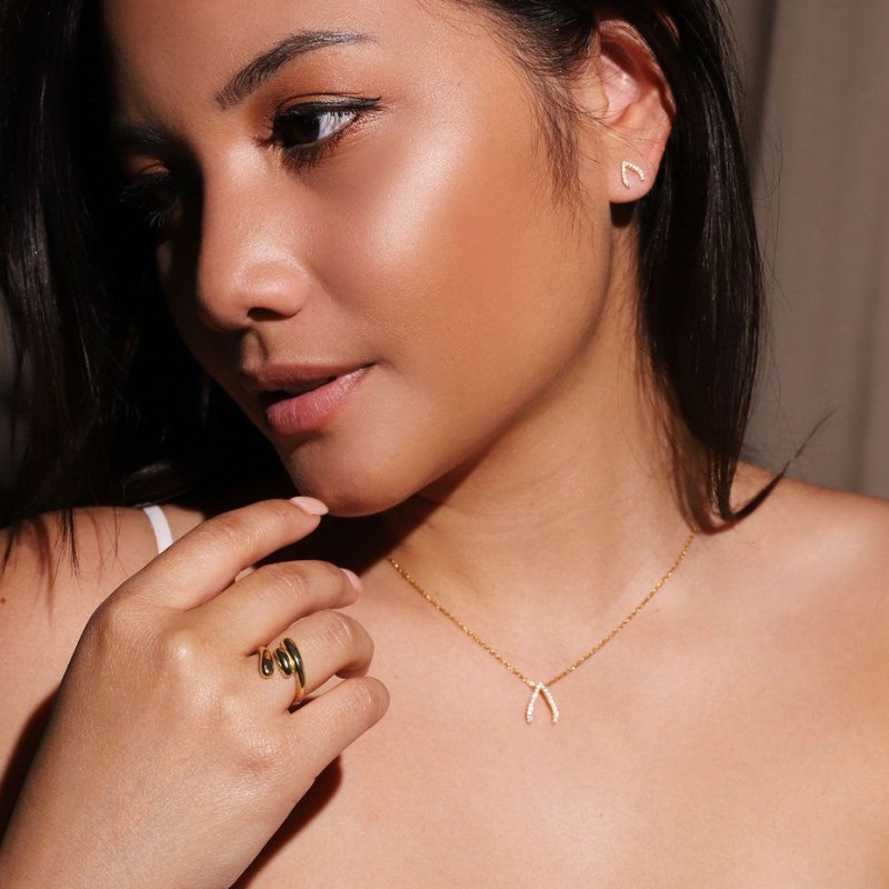 Sparkling wishbone necklace top